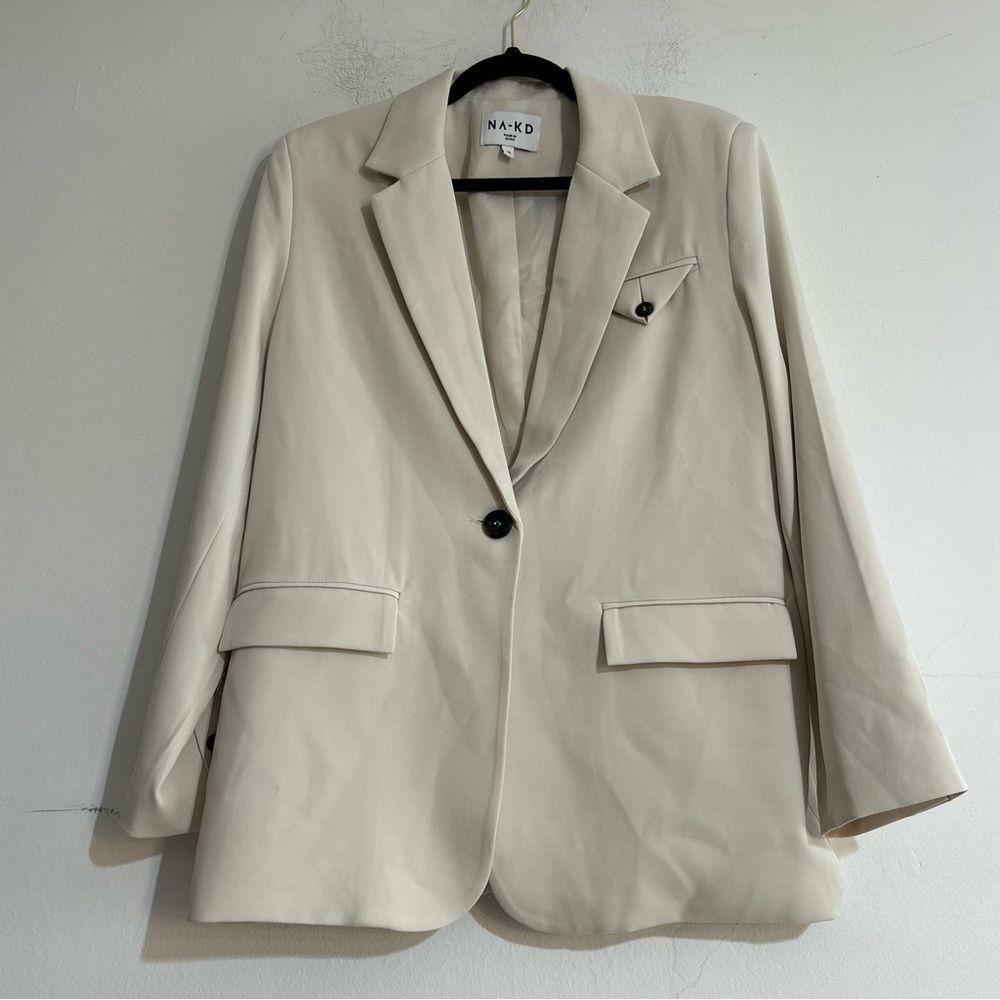 NA-KD Soft Detailed Tailored Oversized Blazer in Cream Size 36 US 6 Corpcore